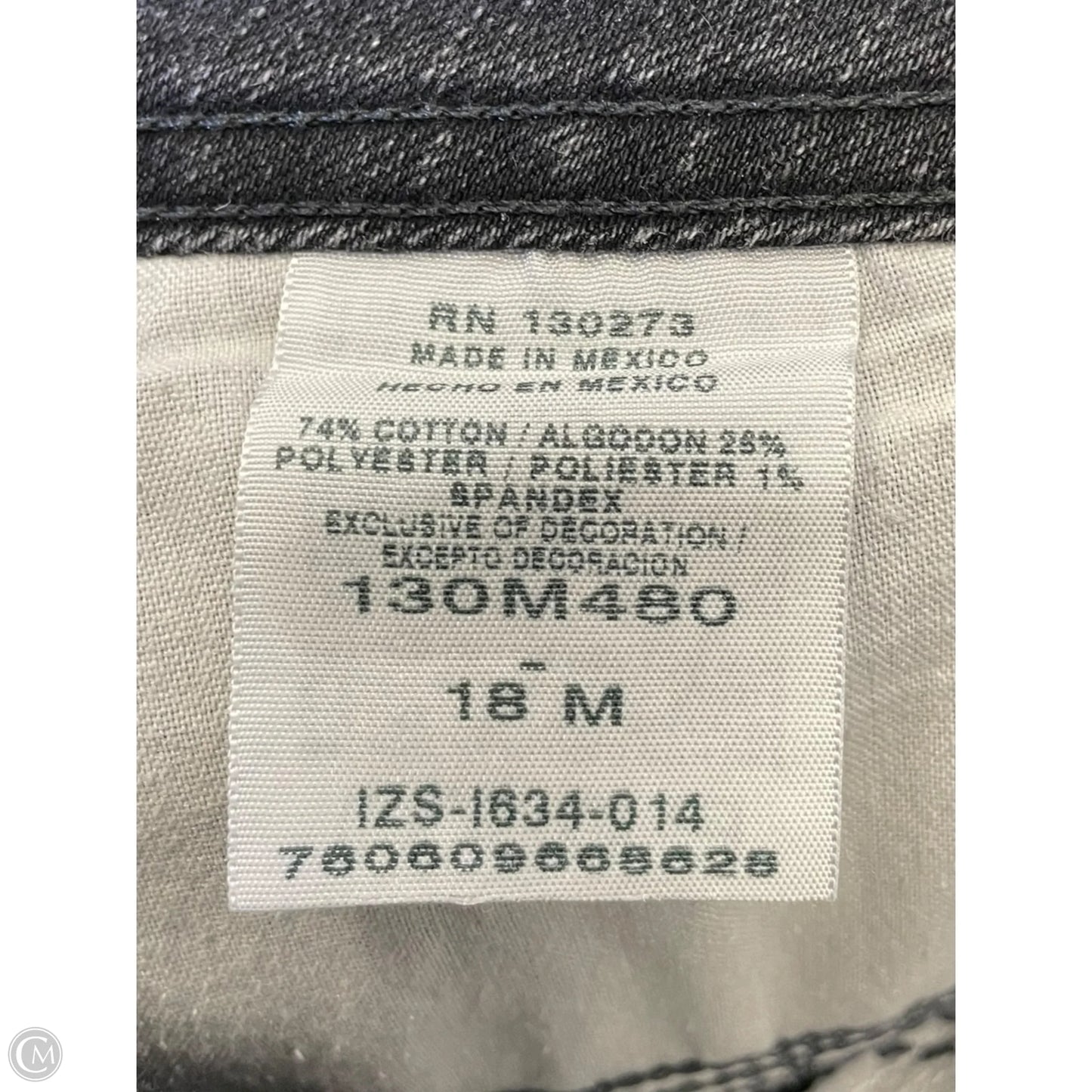 Jeans Straight By Lee In Black Denim, Size: 18