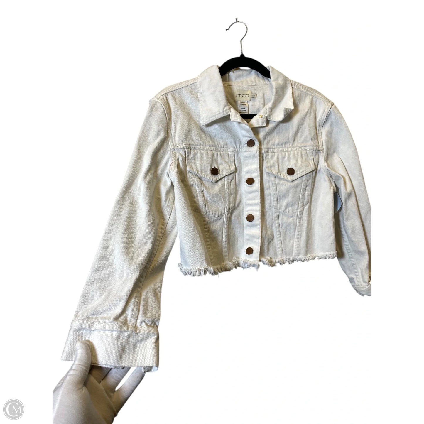 Jacket Designer By Alice + Olivia In White, Size: L