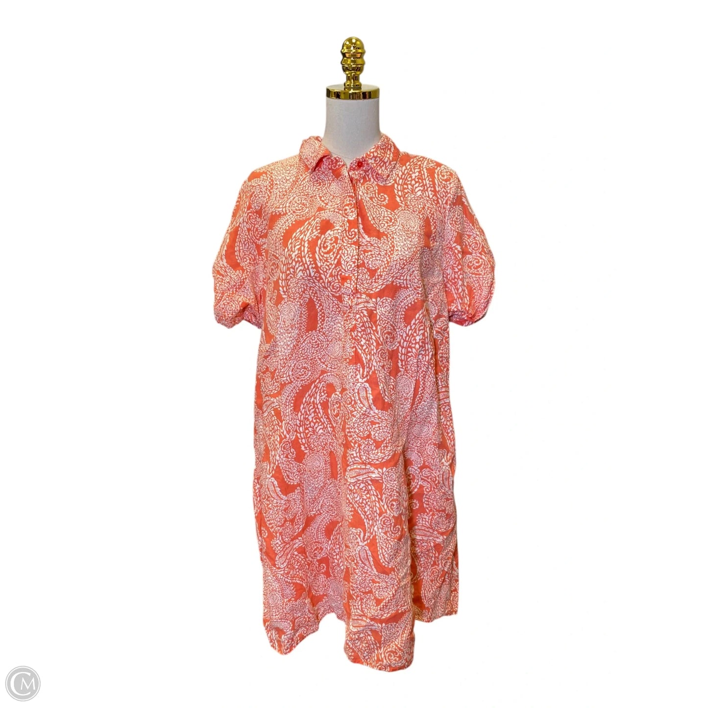 Dress Casual Midi By Chicos In Orange & White, Size: Xl