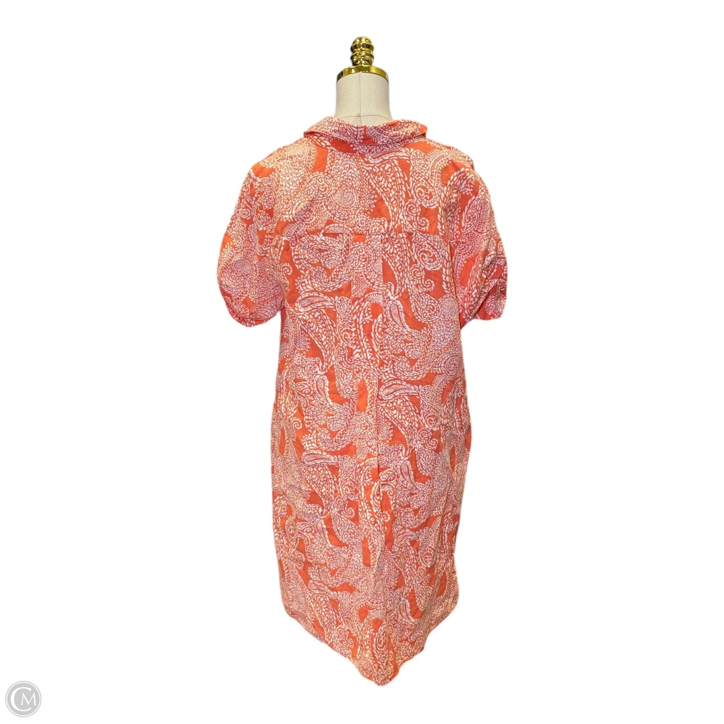 Dress Casual Midi By Chicos In Orange & White, Size: Xl