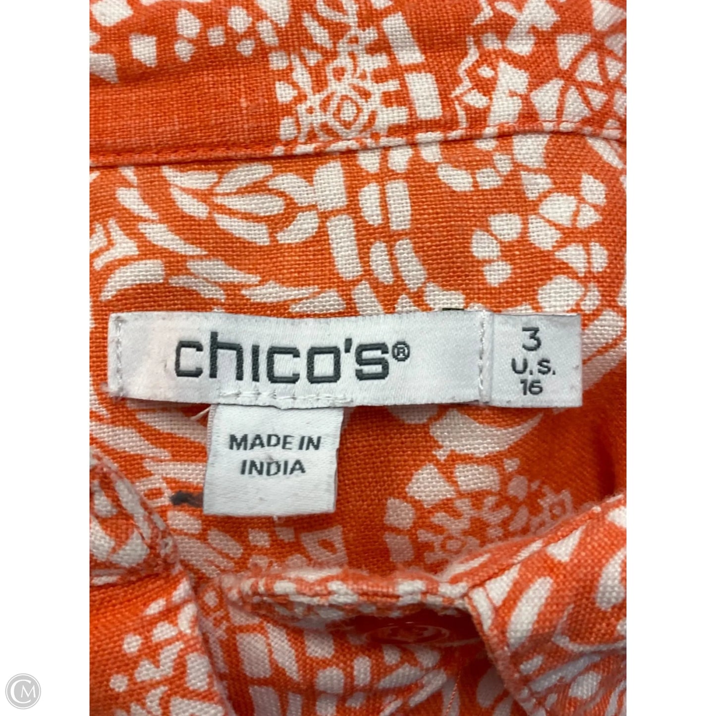 Dress Casual Midi By Chicos In Orange & White, Size: Xl
