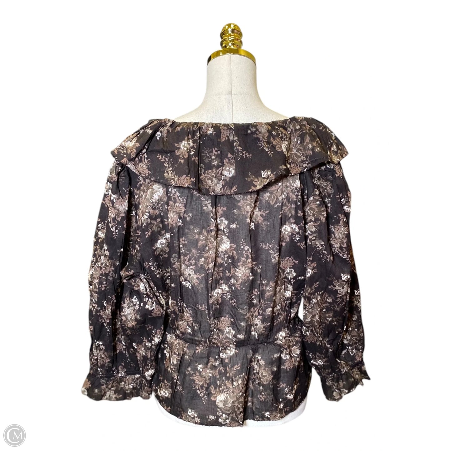 Top 3/4 Sleeve By Gap In Brown, Size: L