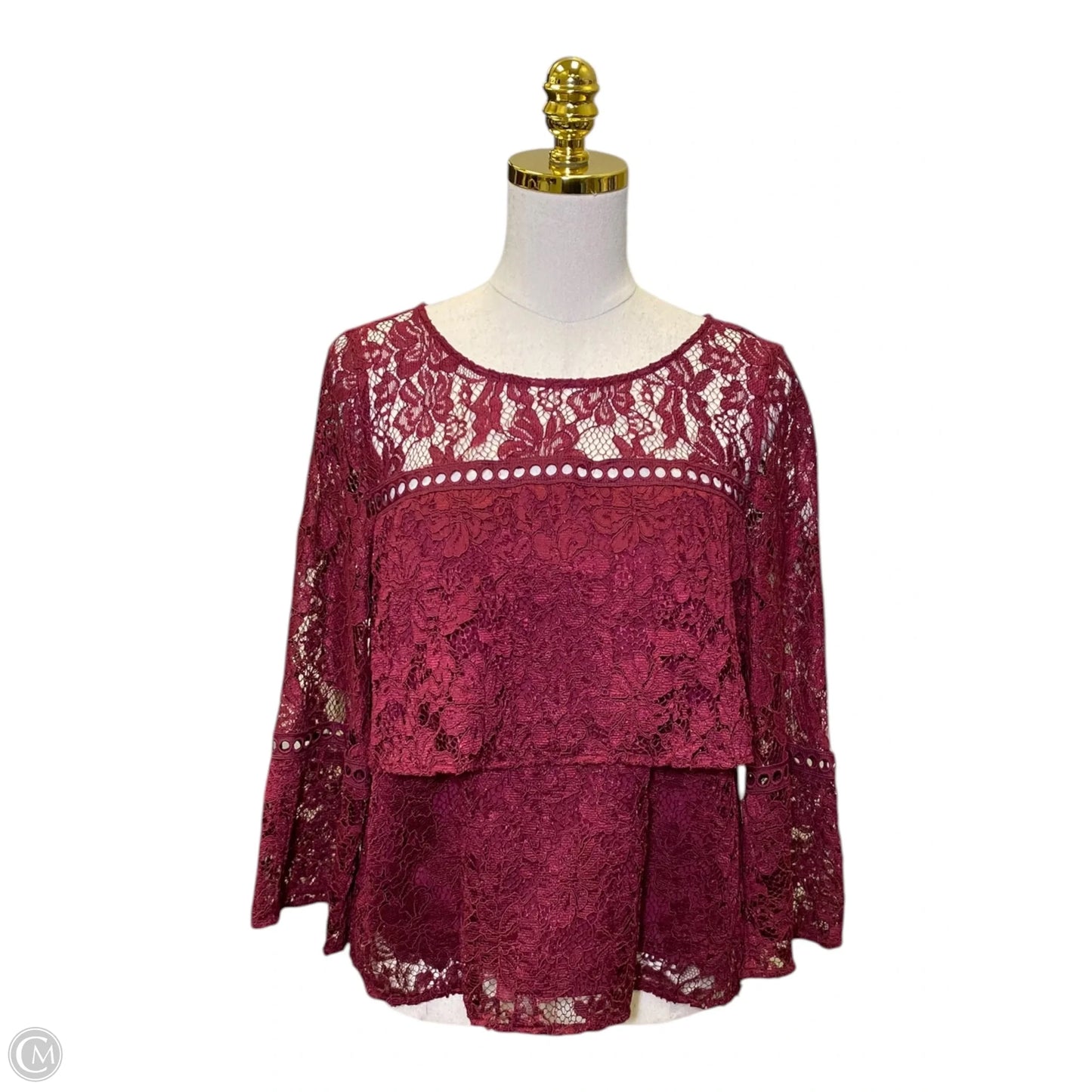 Top Long Sleeve By Laundry In Maroon, Size: S