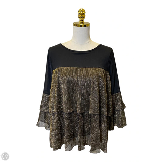 Top Long Sleeve By Clothes Mentor In Black & Gold, Size: M