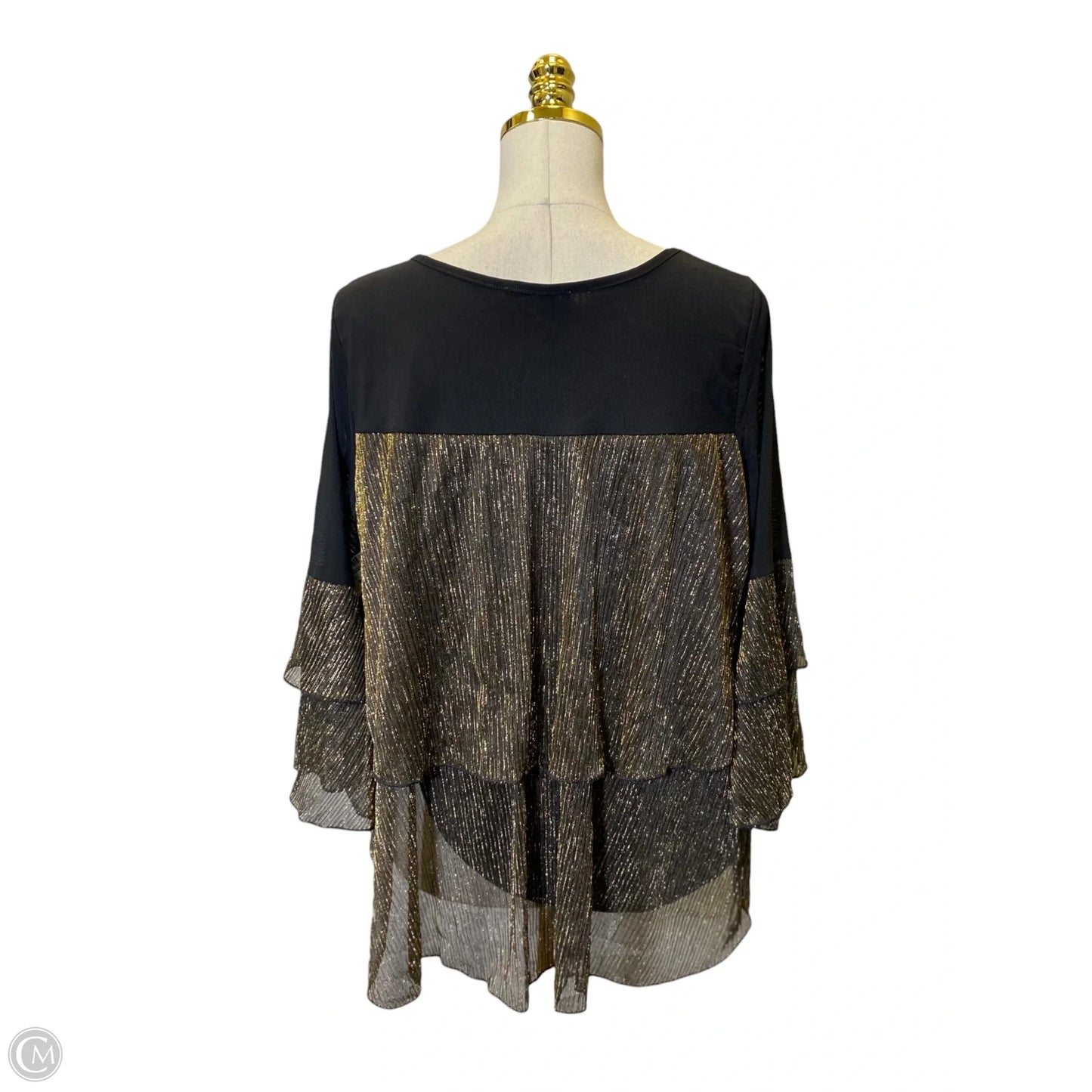 Top Long Sleeve By Clothes Mentor In Black & Gold, Size: M
