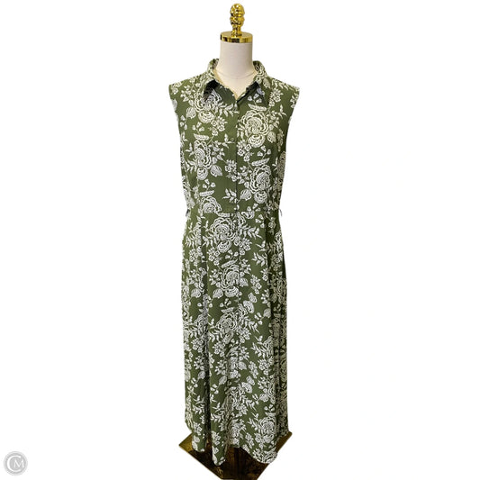 Dress Casual Maxi By Clothes Mentor In Green & White, Size: L