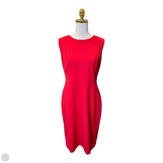 Dress Casual Midi By Calvin Klein In Red, Size: 14