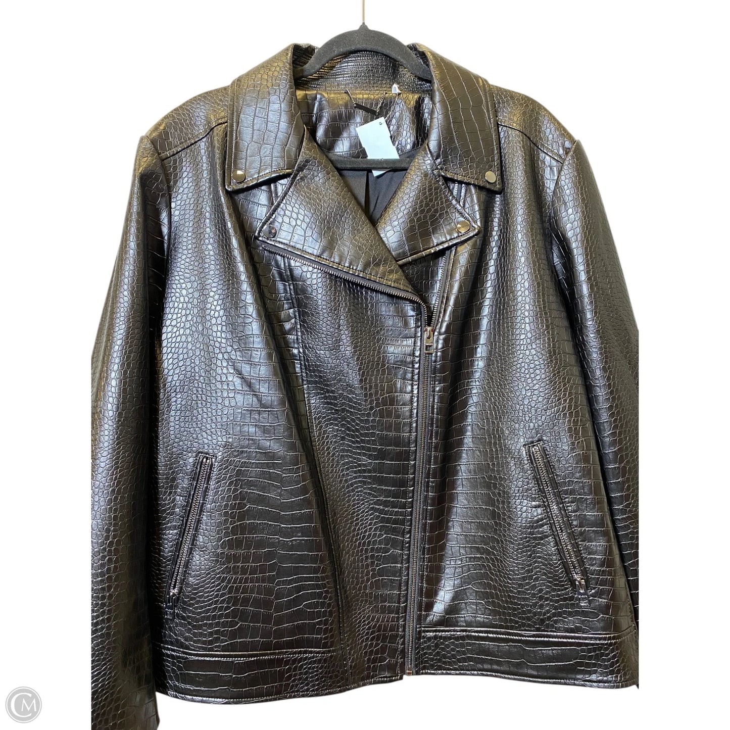 Coat Leather By Chicos In Black, Size: 20