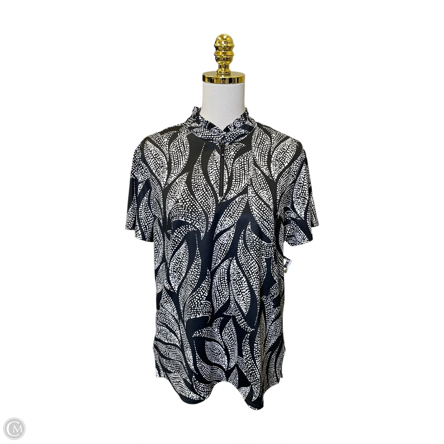 Top Short Sleeve By Chicos In Black & White, Size: L