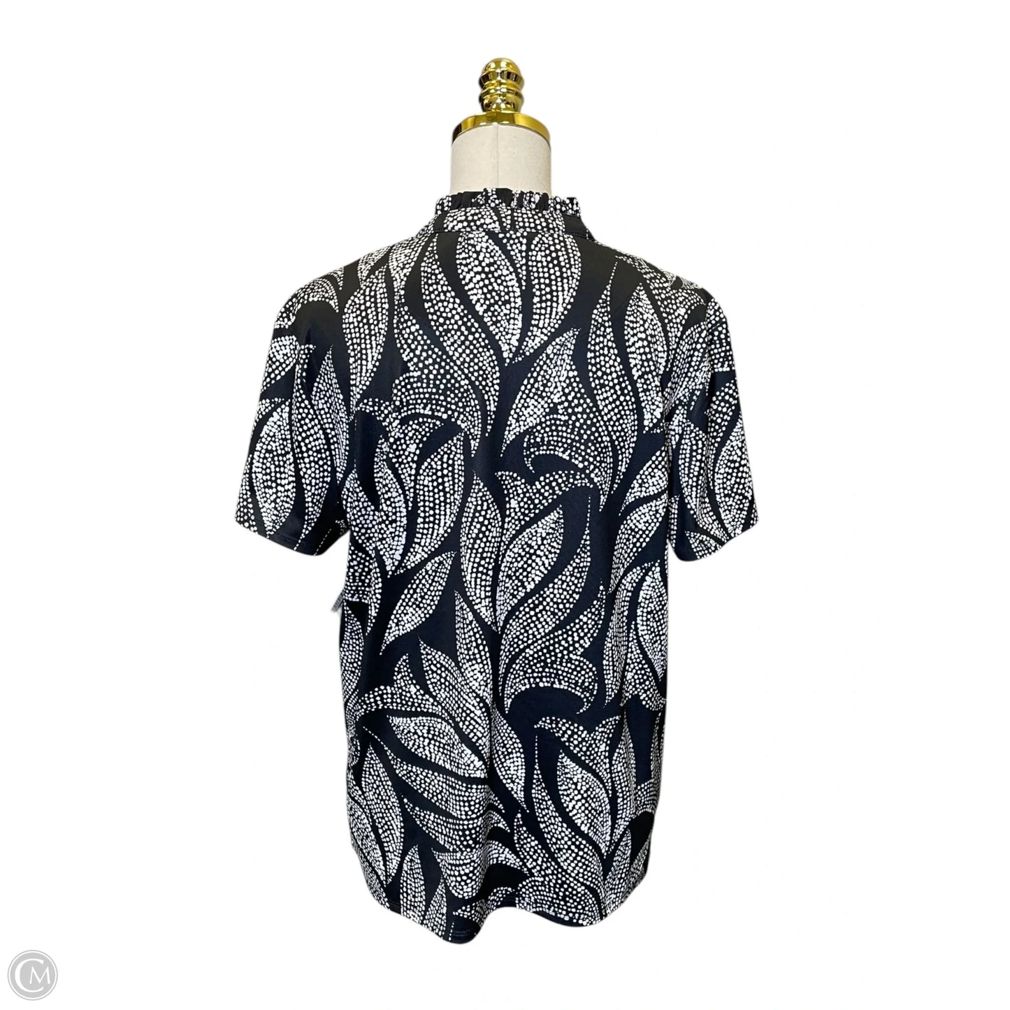 Top Short Sleeve By Chicos In Black & White, Size: L