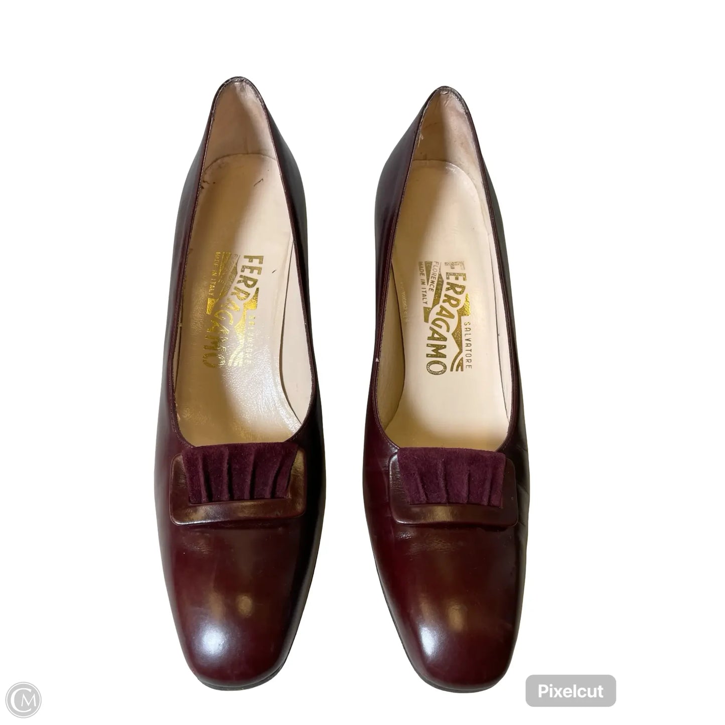 Shoes Luxury Designer By Ferragamo In Maroon, Size: 8