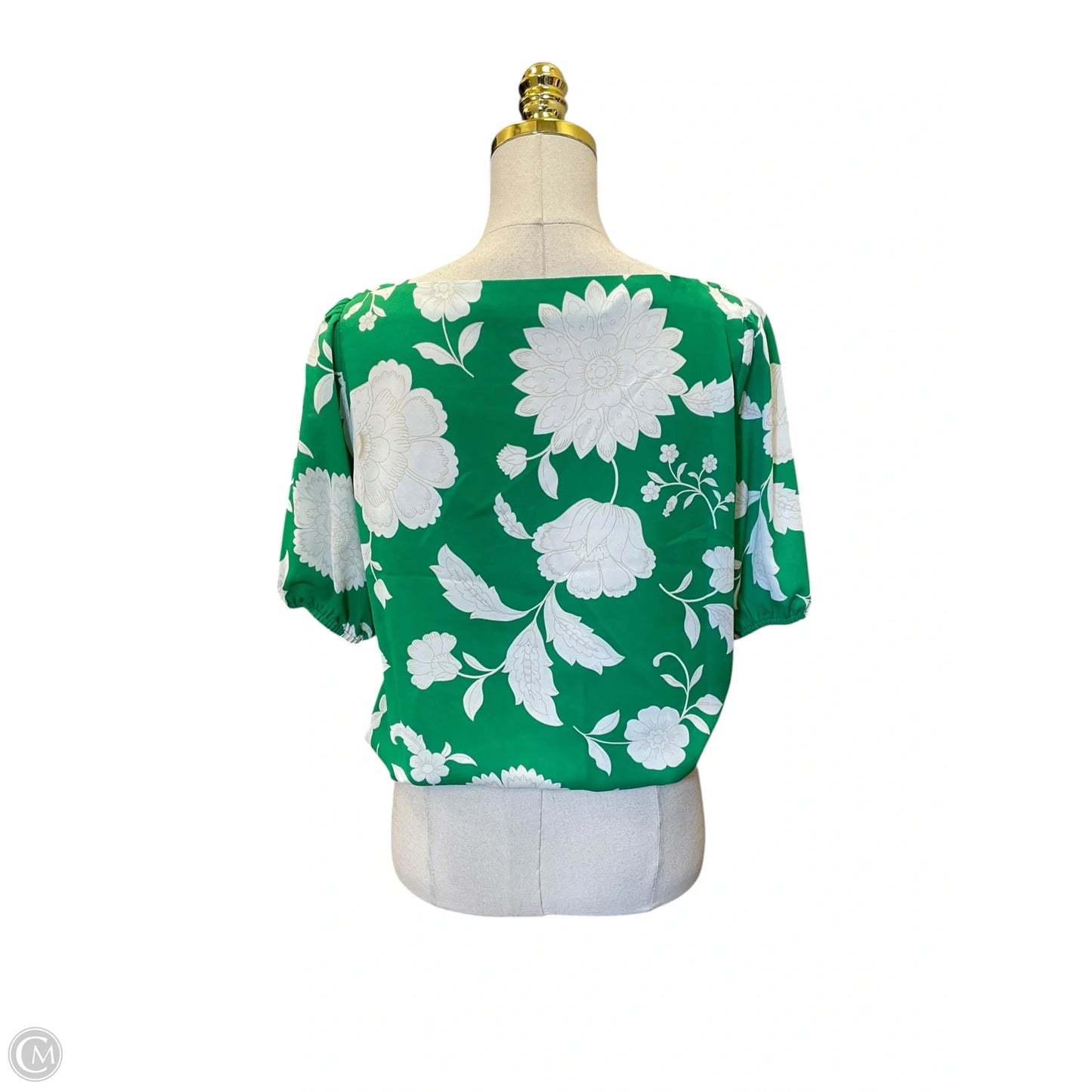 Top Short Sleeve By Ann Taylor In Green & White, Size: S