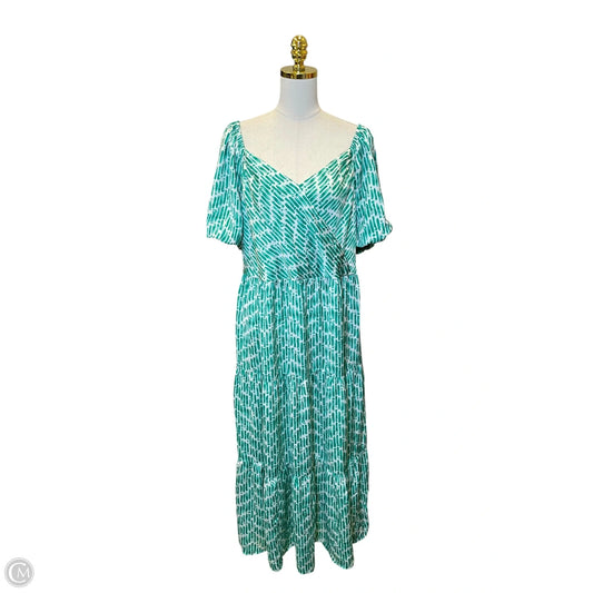 Dress Casual Maxi By Skies Are Blue In Green & White, Size: 1x