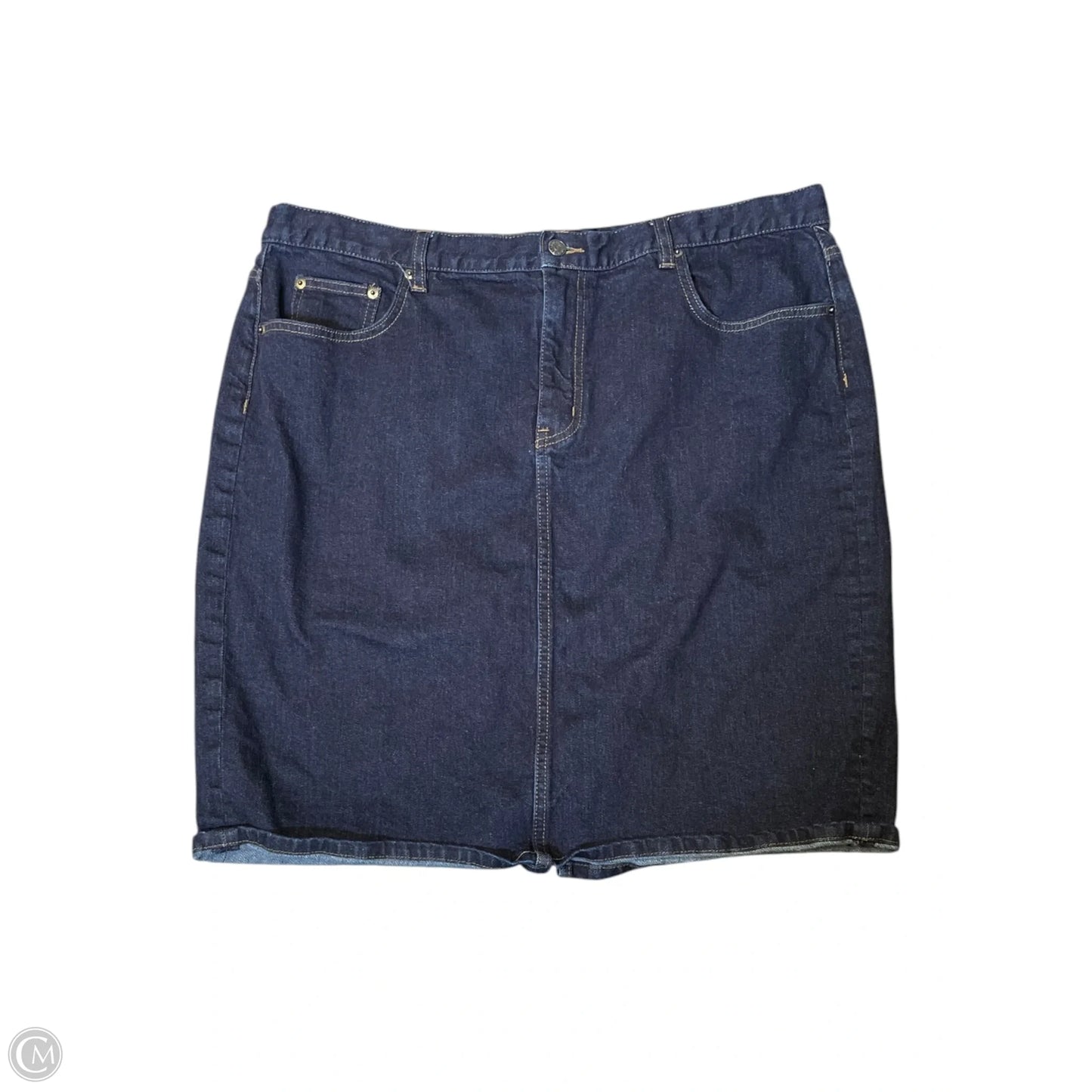 Skirt Midi By Lauren By Ralph Lauren In Blue Denim, Size: 18