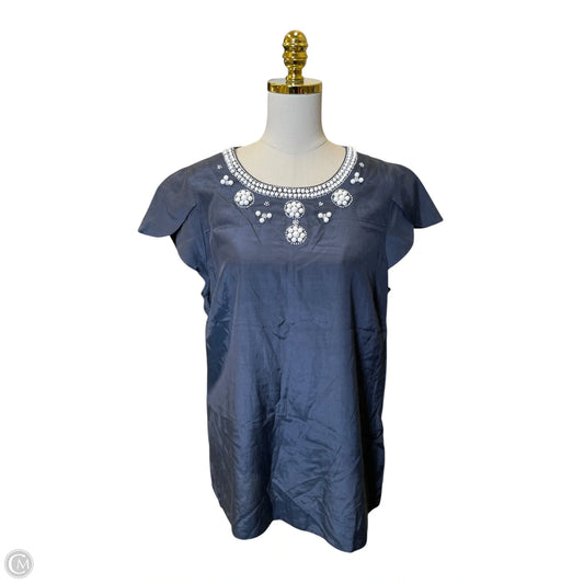 Top Short Sleeve By Banana Republic In Blue & White, Size: Xl