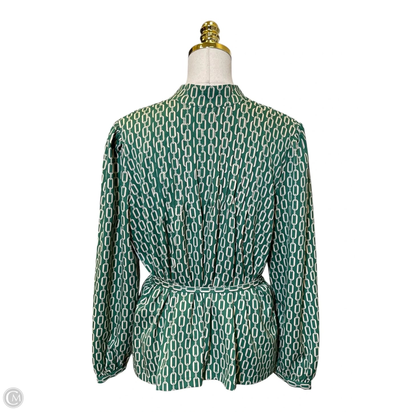 Top Long Sleeve By Ann Taylor In Green & Tan, Size: Lp