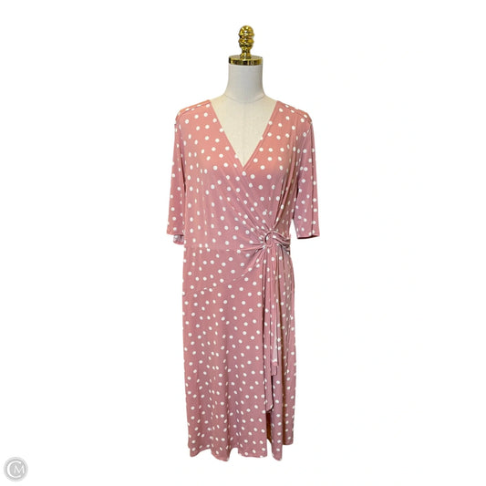 Dress Casual Midi By Robbie Bee In Pink & White, Size: Xl