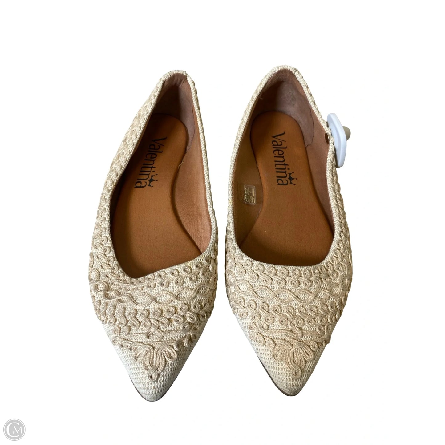 Shoes Flats By Valentina In Cream, Size: 10