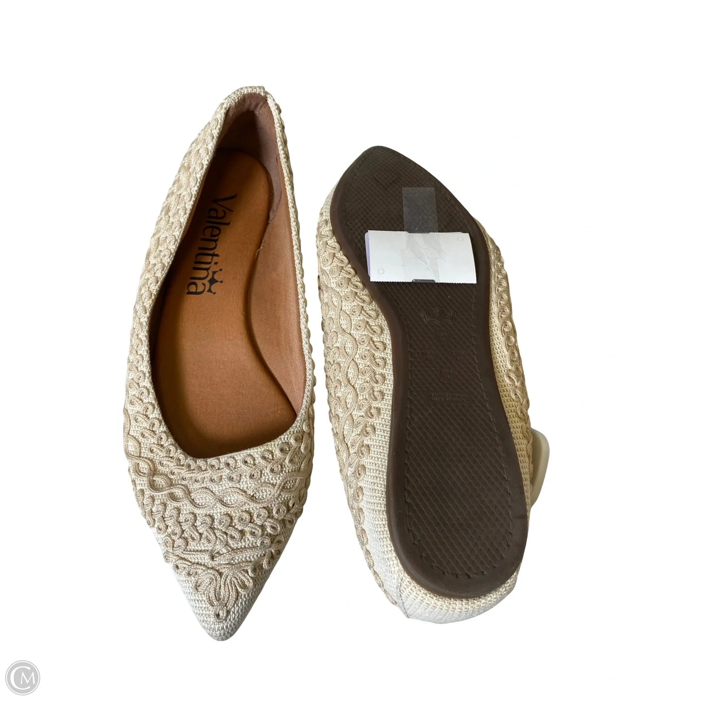 Shoes Flats By Valentina In Cream, Size: 10