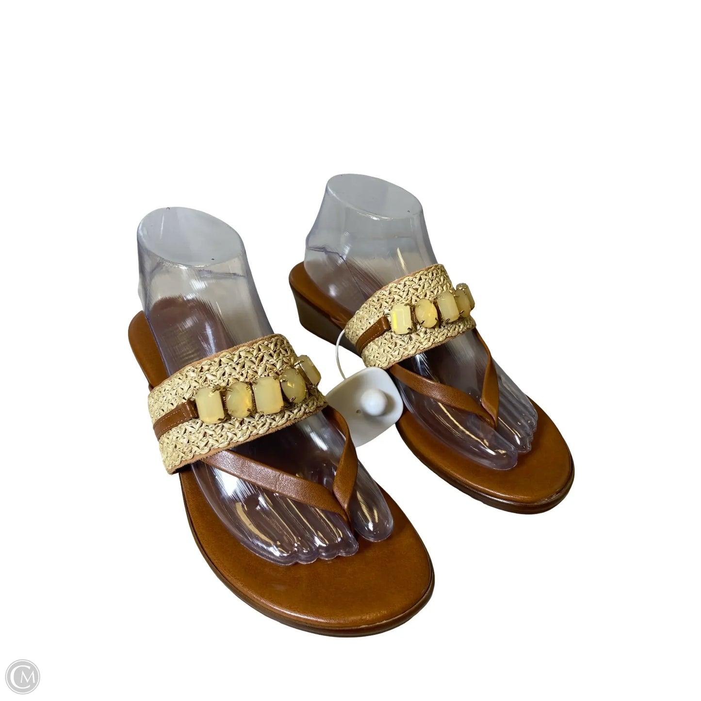 Sandals Heels Block By Toscanella In Brown & Cream, Size: 9.5