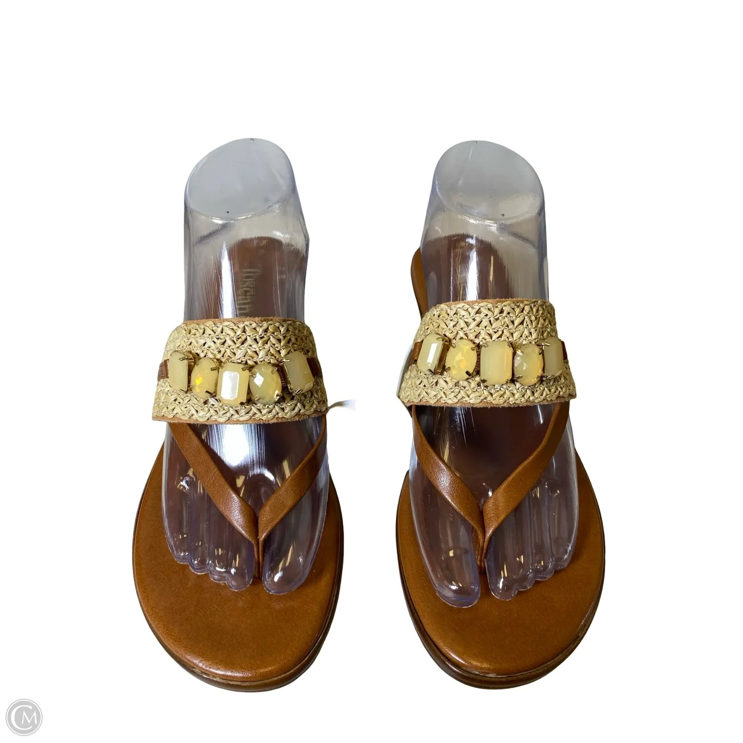Sandals Heels Block By Toscanella In Brown & Cream, Size: 9.5