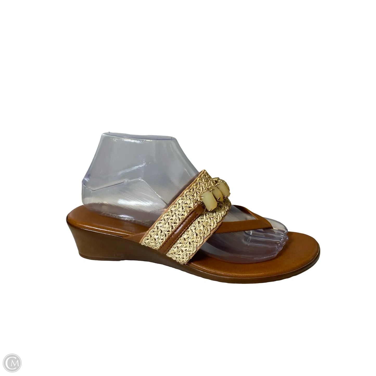 Sandals Heels Block By Toscanella In Brown & Cream, Size: 9.5