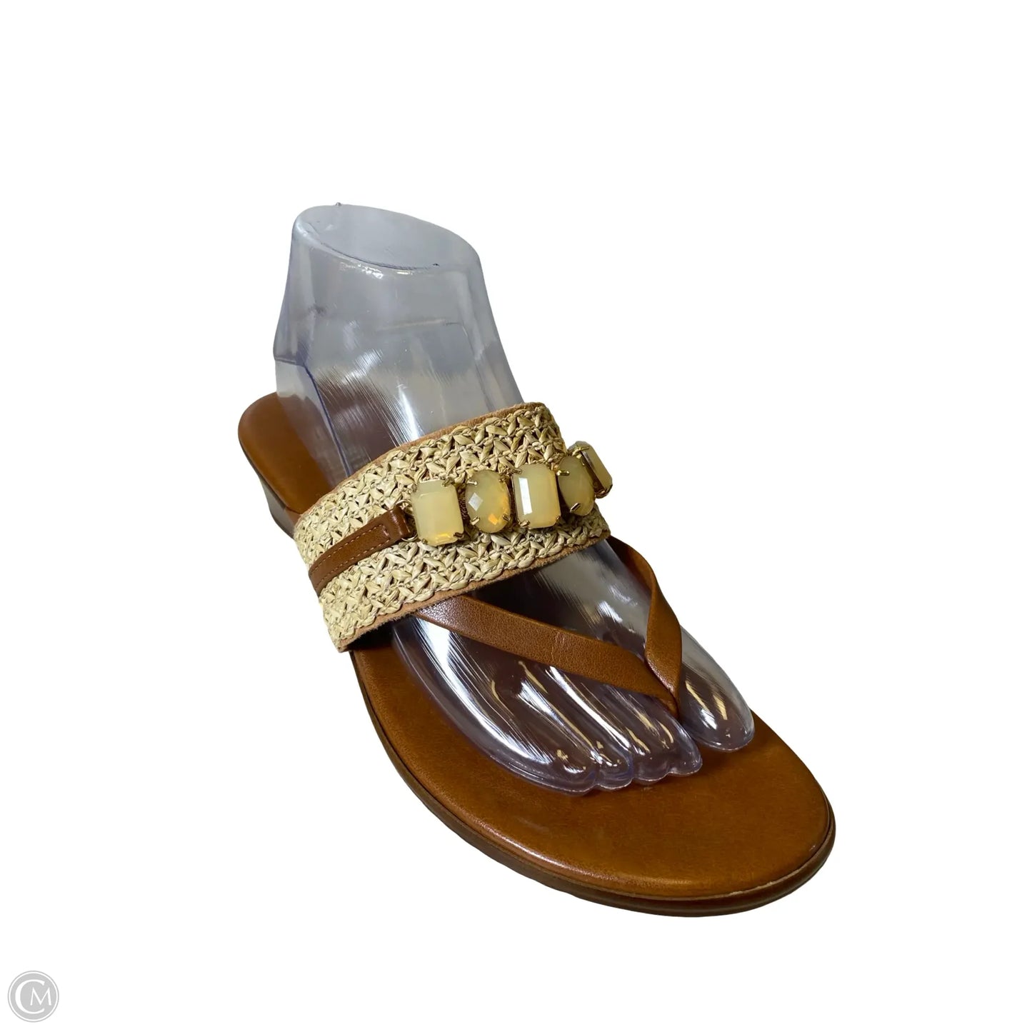Sandals Heels Block By Toscanella In Brown & Cream, Size: 9.5