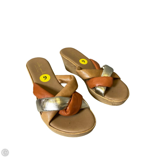 Sandals Heels Block By Clothes Mentor In Multi-colored, Size: 9
