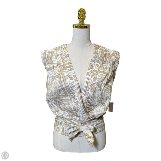 Top Sleeveless By Anthropologie In Tan & White, Size: L