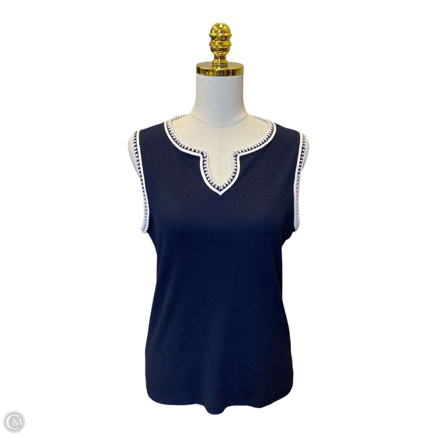 Top Sleeveless By Talbots In Blue & White, Size: Lp