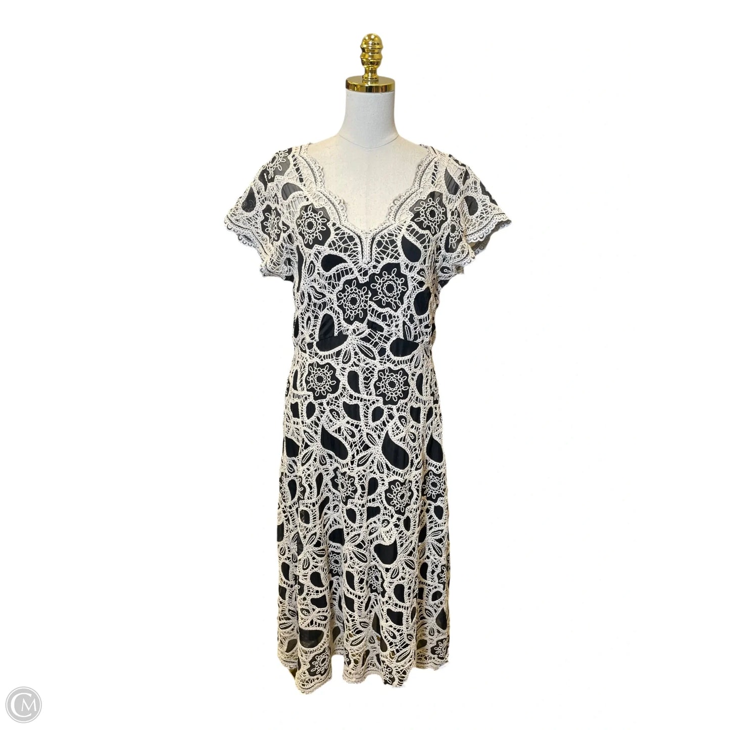 Dress Casual Maxi By Johnny Was In Black & White, Size: L