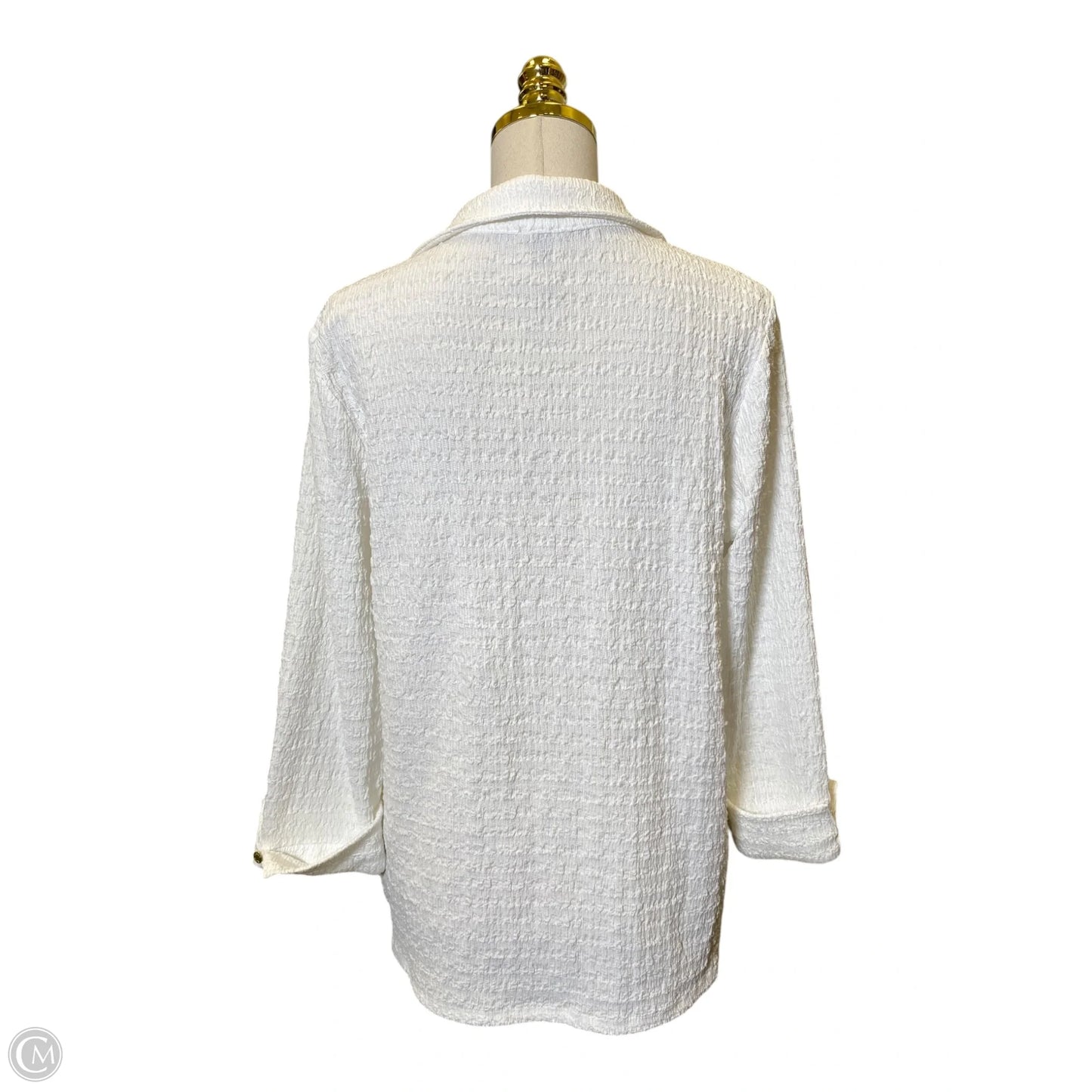 Top Long Sleeve By Anne Klein In White, Size: L