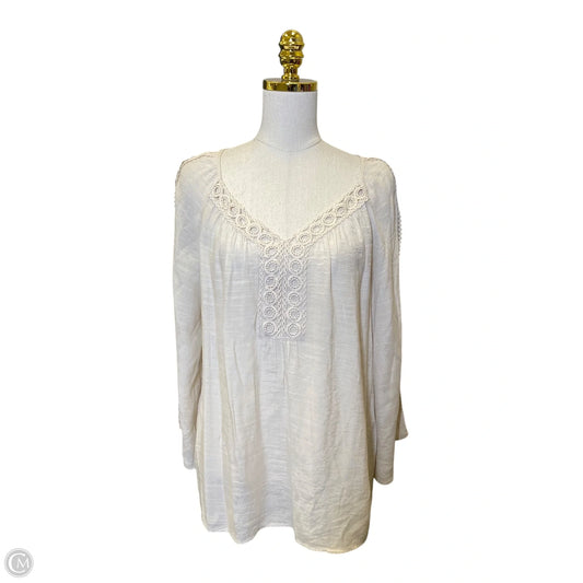 Top Long Sleeve By Zac And Rachel In Beige, Size: L
