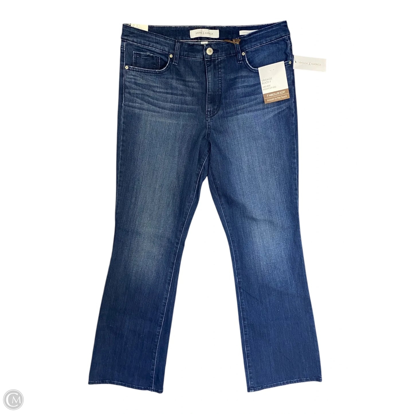 Jeans Boot Cut By Vintage America In Blue Denim, Size: 12
