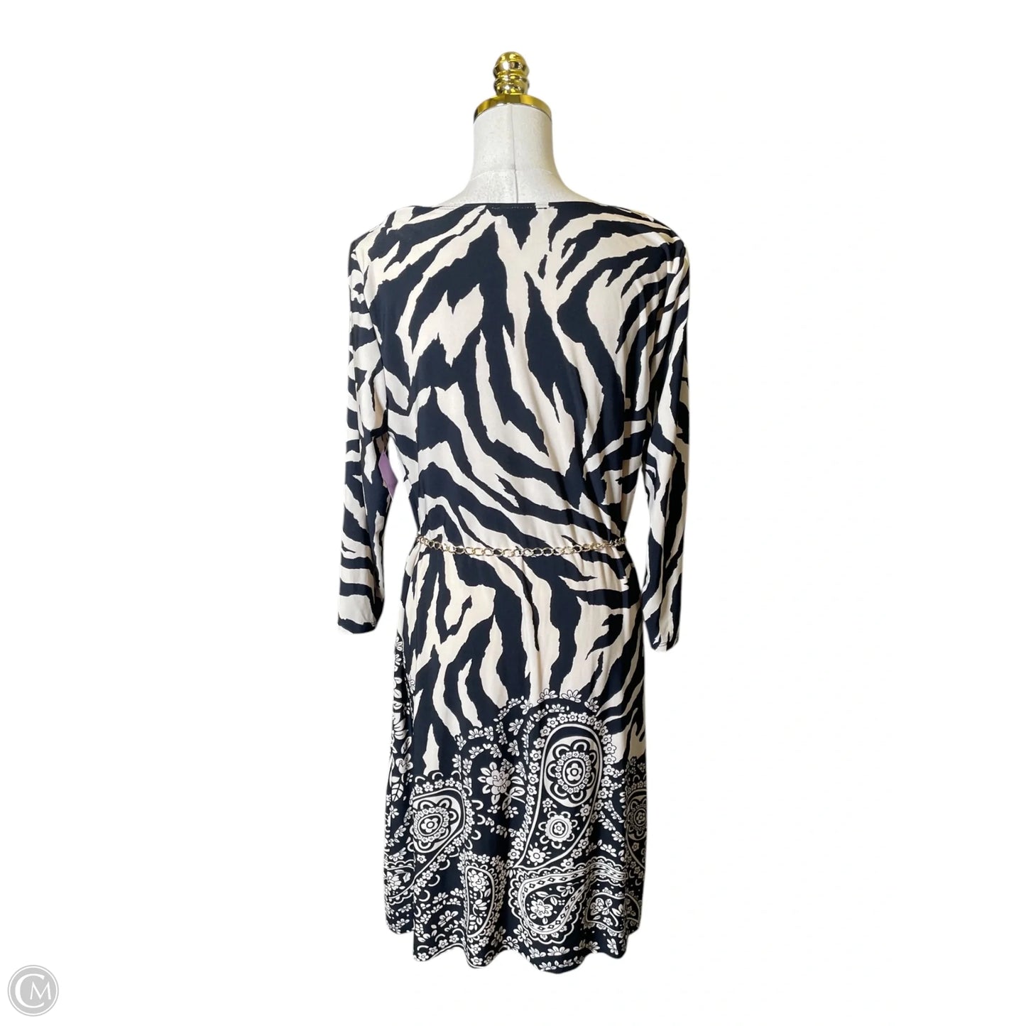 Dress Casual Midi By Christopher And Banks In Black & Cream, Size: L