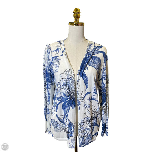 Cardigan By Chicos In Blue & White, Size: L