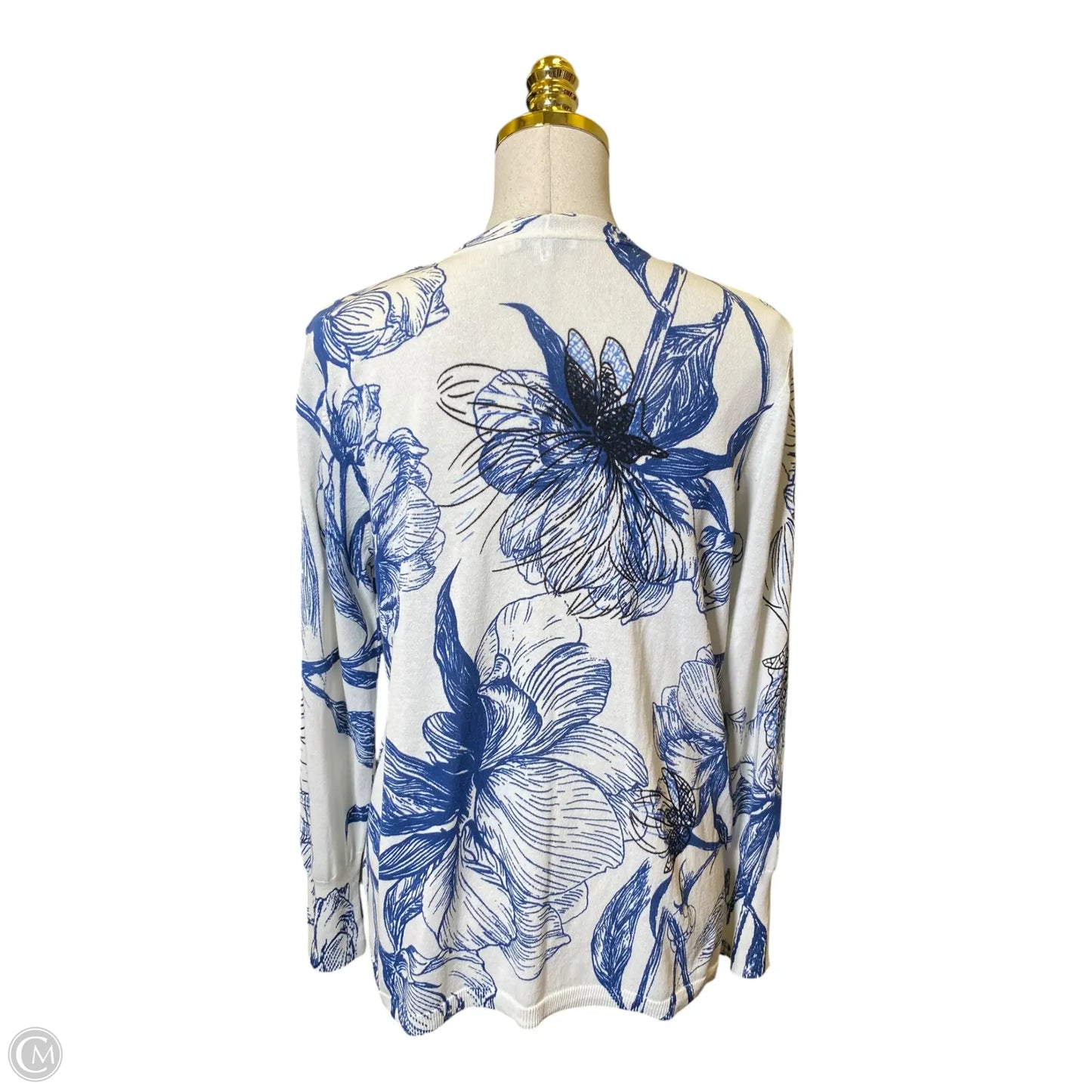 Cardigan By Chicos In Blue & White, Size: L