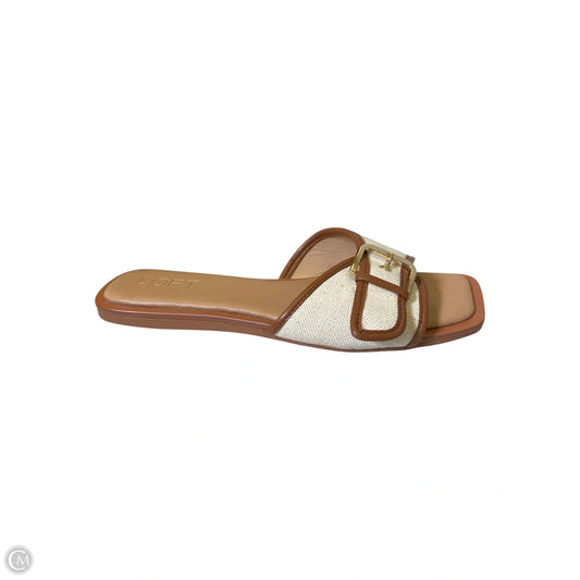 Sandals Flats By Loft In Brown & Cream, Size: 8