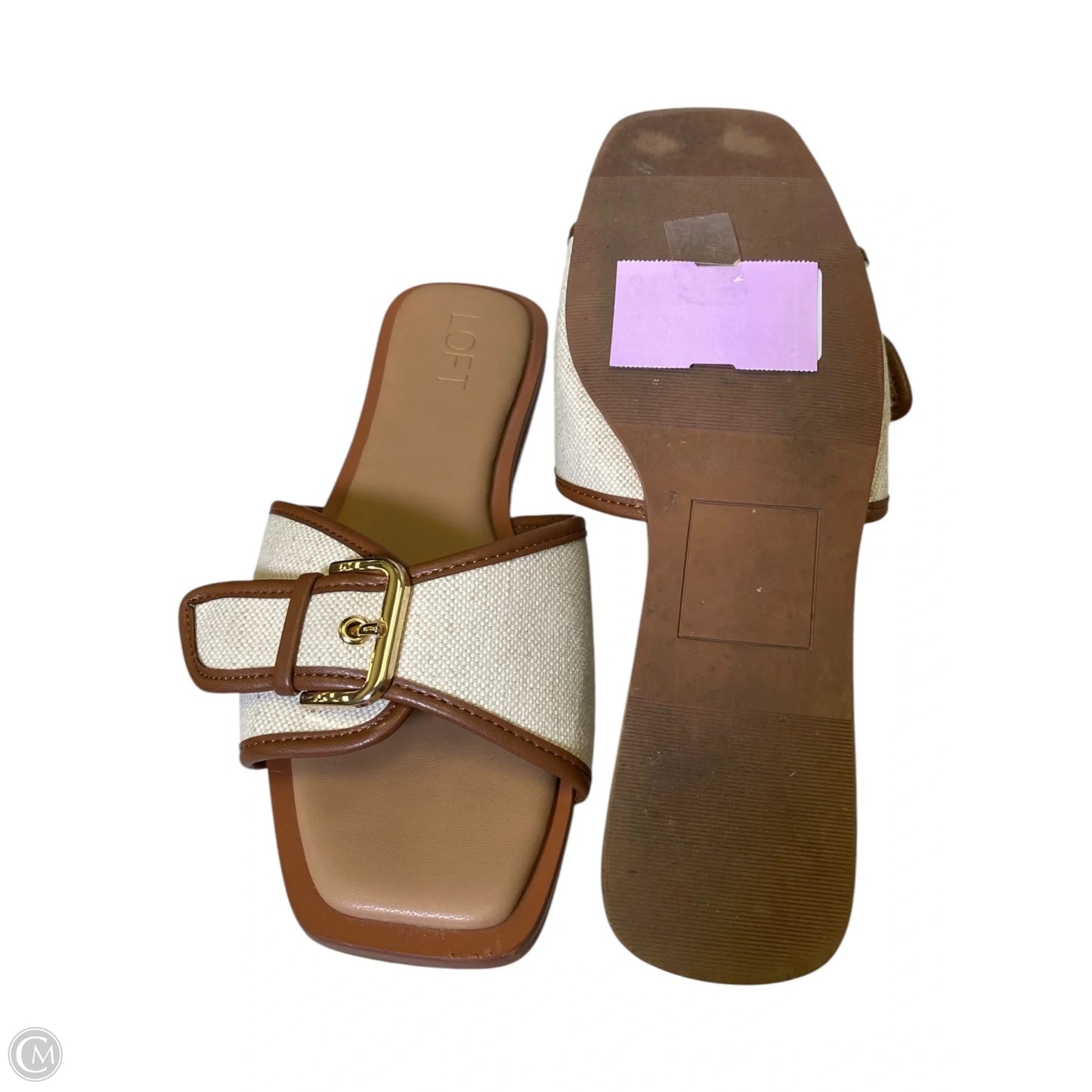 Sandals Flats By Loft In Brown & Cream, Size: 8