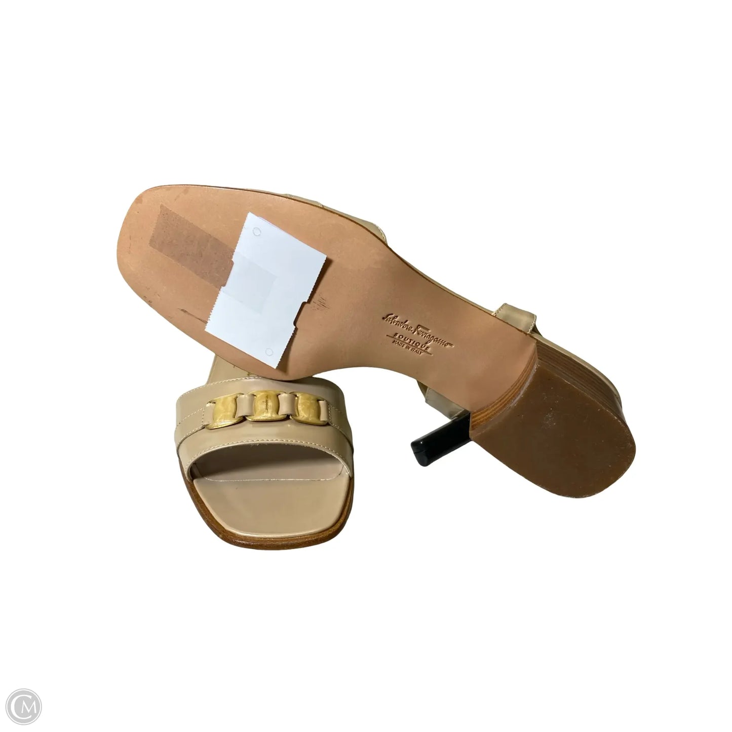 Shoes Luxury Designer By Ferragamo In Cream, Size: 7.5