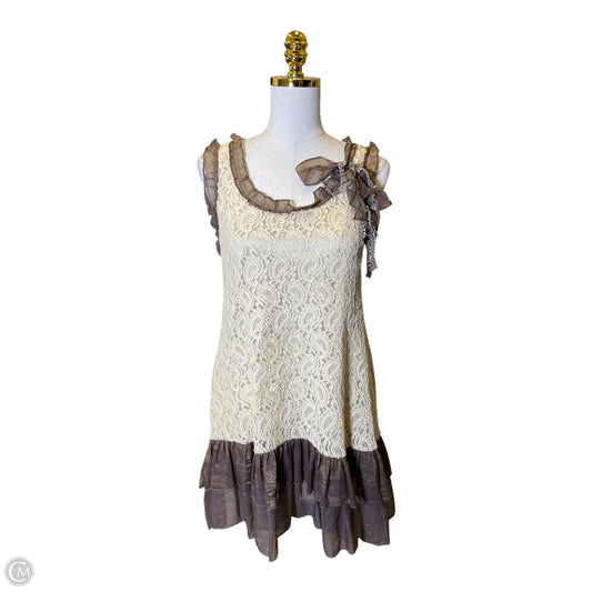 Dress Casual Midi By Areve In Brown & Cream, Size: M