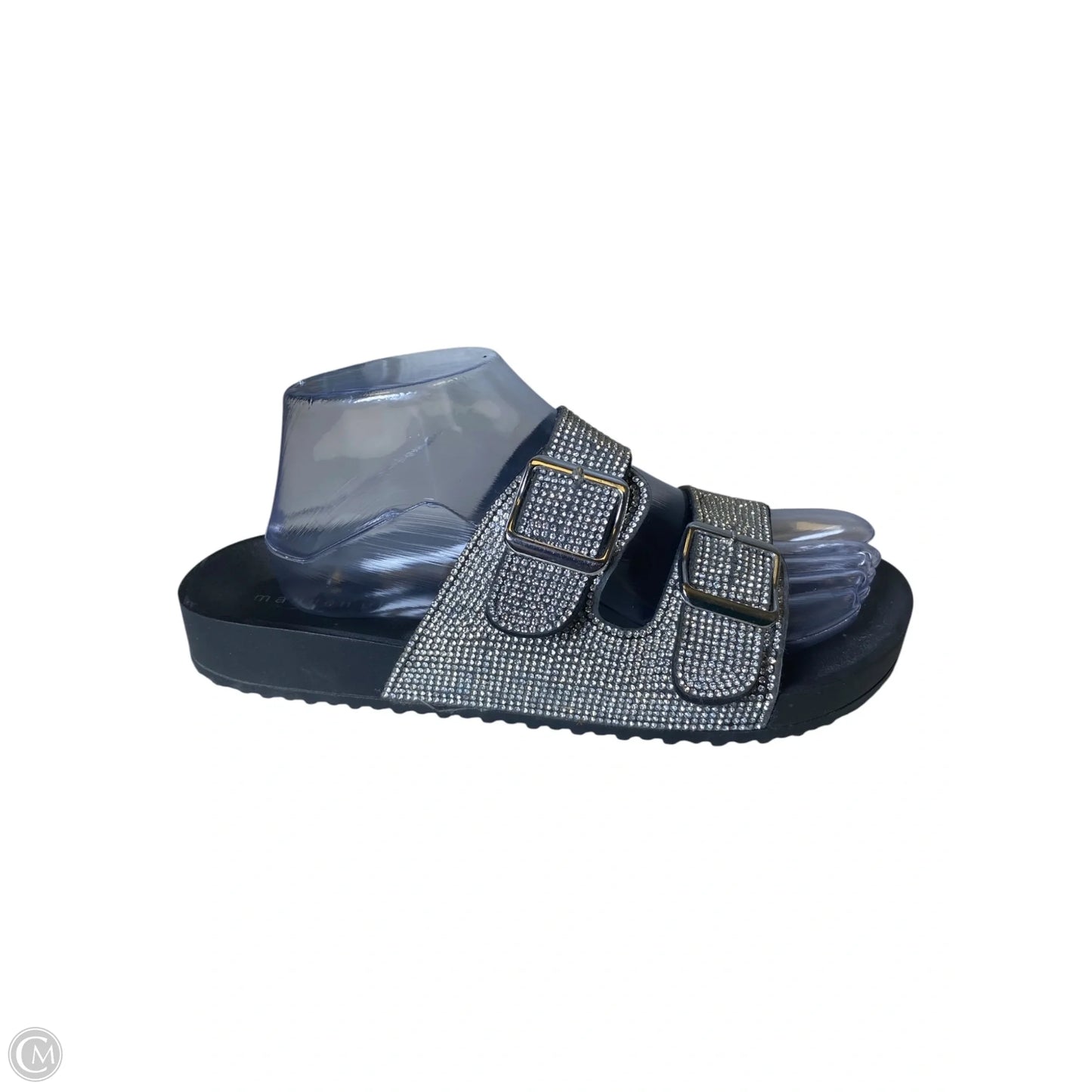 Sandals Flats By Madden Girl In Black & Silver, Size: 9