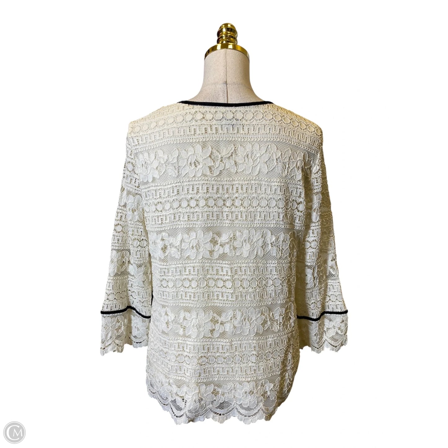 Top Long Sleeve By Talbots In Black & Cream, Size: L