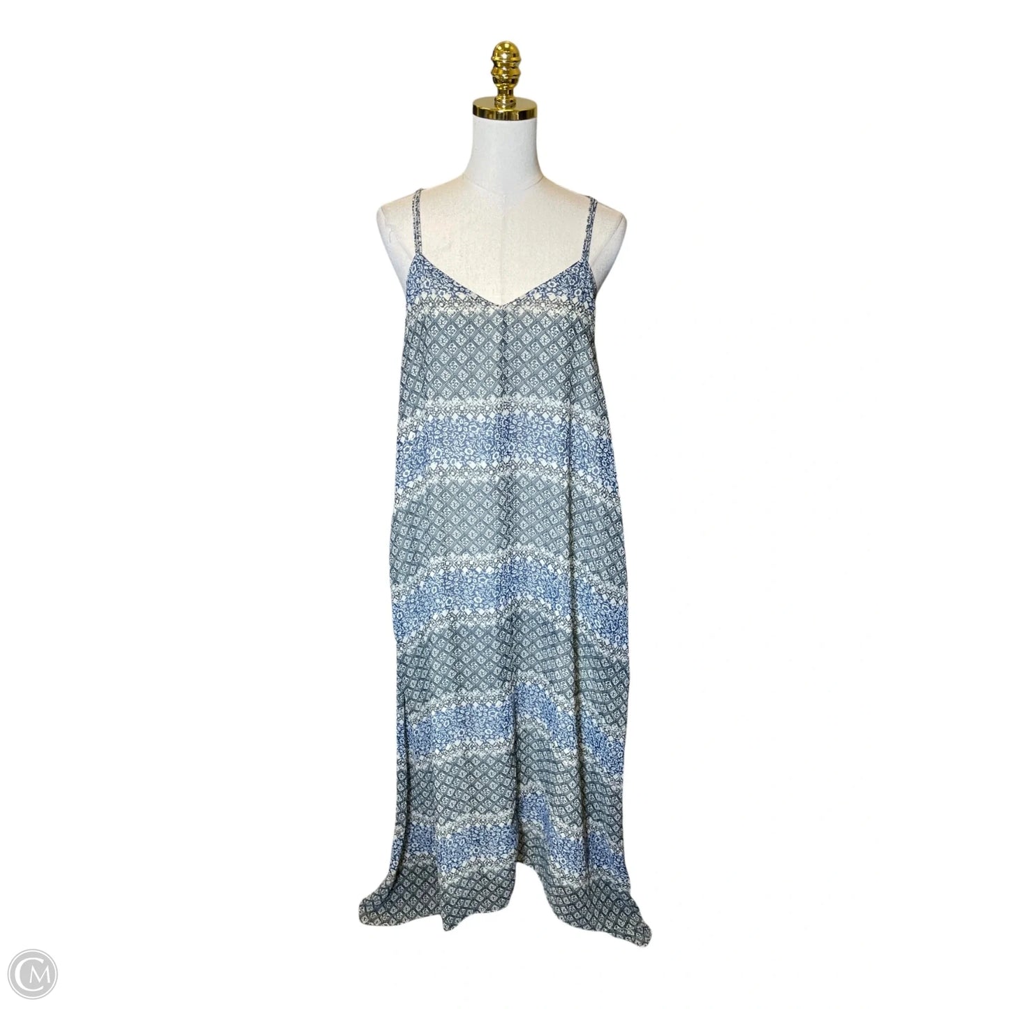 Dress Casual Maxi By Madewell In Blue & Cream, Size: L