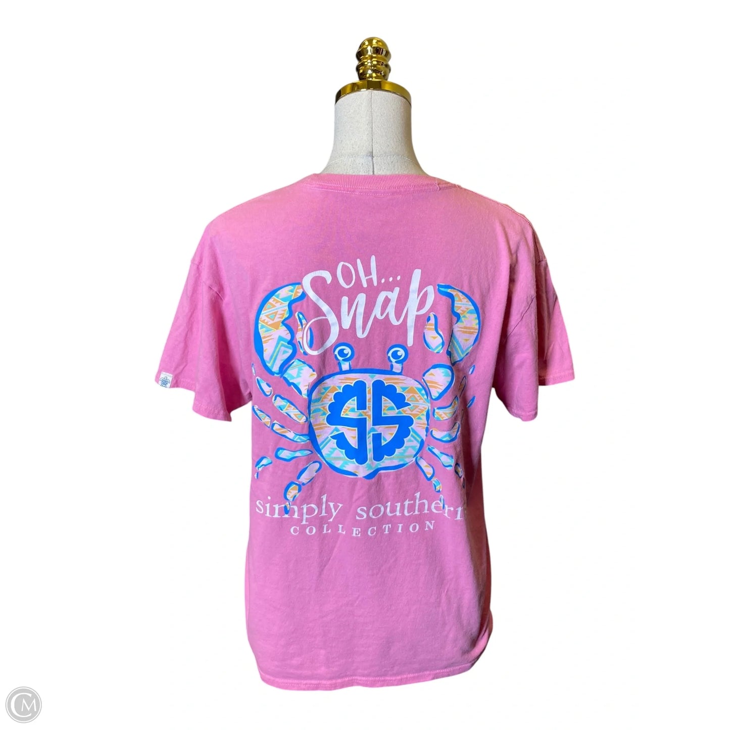 Top Short Sleeve By Simply Southern In Pink, Size: M