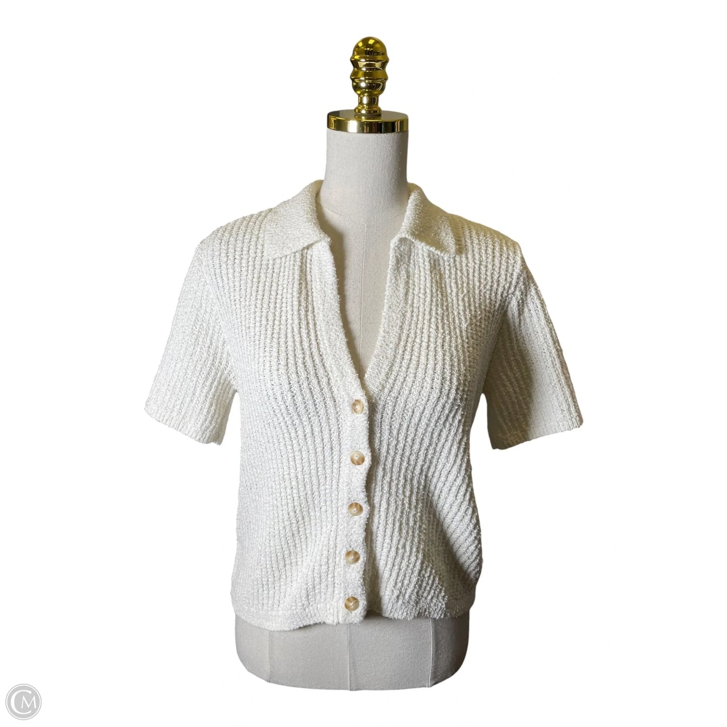 Top Short Sleeve By Abercrombie And Fitch In Cream, Size: S