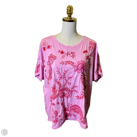 Top Short Sleeve By Johnny Was In Pink, Size: Xl