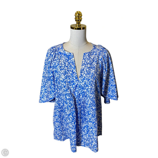 Top Short Sleeve By Tuckernuck In Blue & White, Size: L