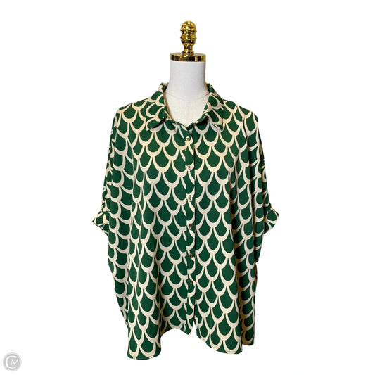 Top Short Sleeve By Ee Some In Cream & Green, Size: M