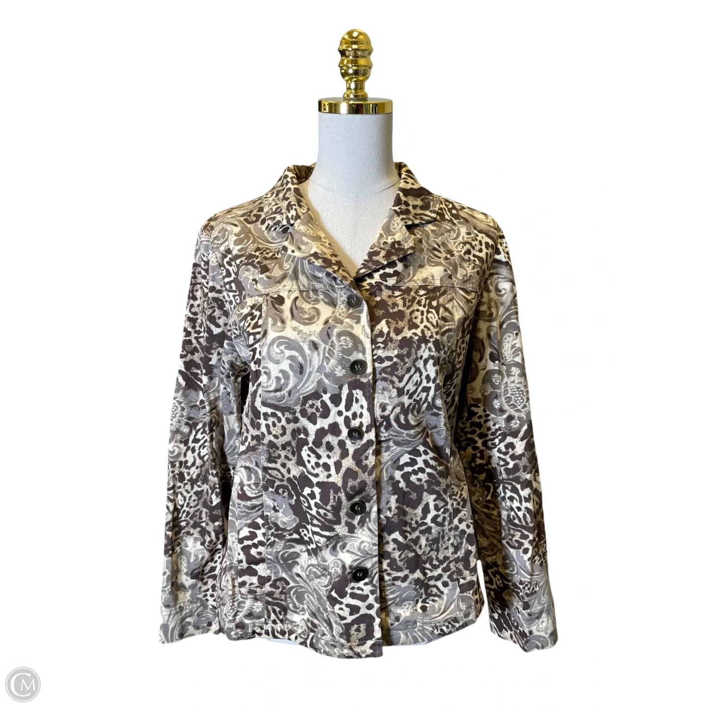 Jacket Other By Chicos In Brown & Cream, Size: M